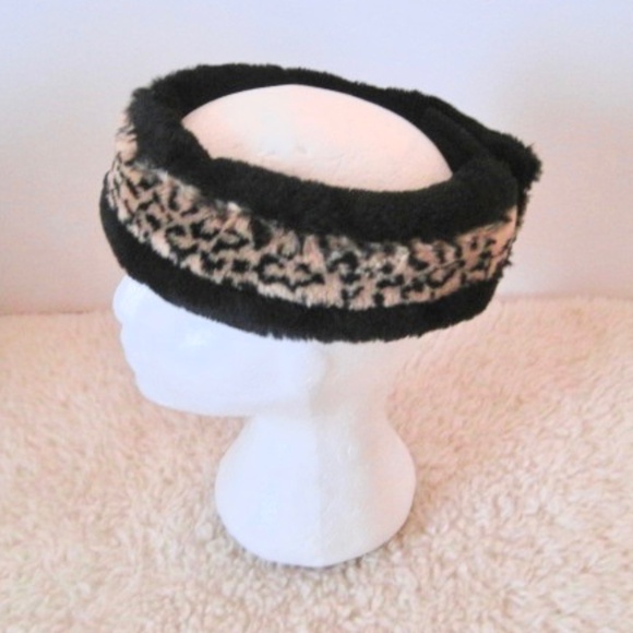 Leopard/Black Faux Fur Headband - Picture 2 of 8